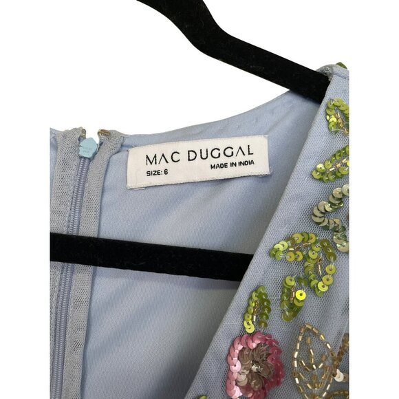 Mac Duggal Sequins Beaded Embellished Cap-Sleeve Midi Dress Sz 6 - Picture 10 of 10